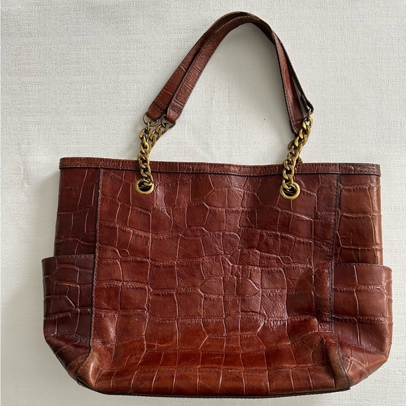 Vintage Fossil Mimi Shopper Crocodile Print Cowhide Leather Tote - Picture 9 of 11